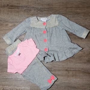 Lilly Wicket 3-pc outfit w/bows, buttons &sparkles